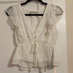 Abercrombie & Fitch White Ruffle Blouse